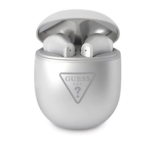 GUESS bluetooth fülhallgató SZTEREO v5.0, TWS, mikrofon, vízálló töltőtok EZÜST