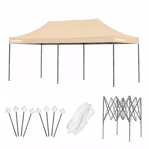 Összecsukható kerti pavilon 3x6 m bézs