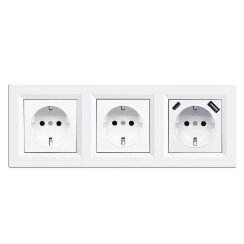 Nova III kettő földelt csatlakozóaljzat dugalj USB csatlakozóval fehér kerettel