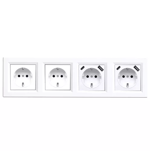 Nova IV kettő dugalj kettő USB csatlakozóval fehér kerettel