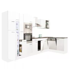 Yorki 370 sarok konyhabútor fehér korpusz,selyemfényű fehér fronttal