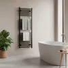 Íves törölközőszárító radiátor 1200x500 mm fekete