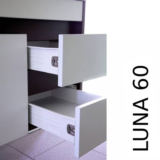 Luna 60 alsó fürdőszoba bútor mosdóval, tükörfényes fehér színben