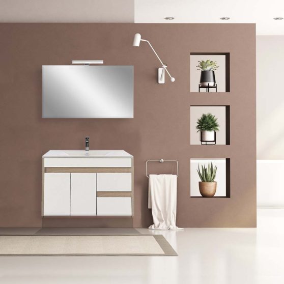 Luna Prime 80 komplett fürdőszoba bútor fehér-sonoma tölgy