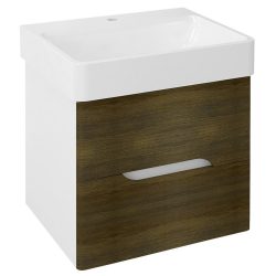   MEDIENA mosdótartó szekrény, 2 fiókkal, 57x50,7x48,5cm, matt fehér/grafit tölgy