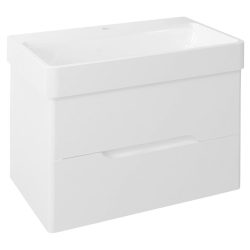   MEDIENA mosdótartó szekrény, 2 fiókkal, pipererendezővel, 77x50,5x49cm, matt fehér