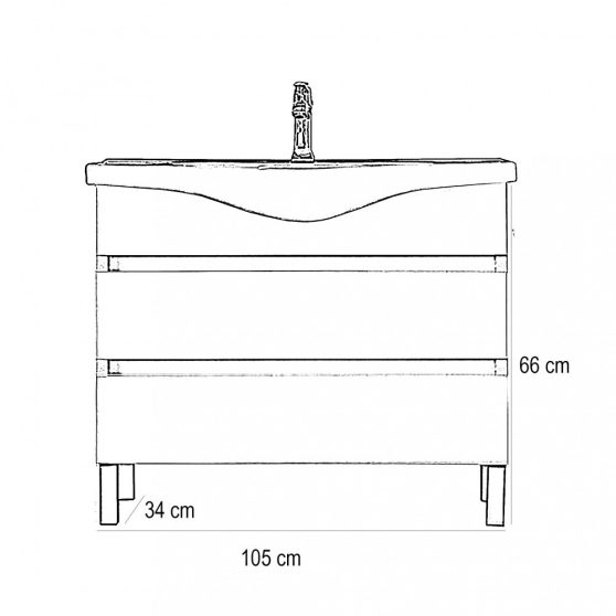 Seneca 105 cm-es bútorhoz alsószekrény, mosdóval, Rauna szil