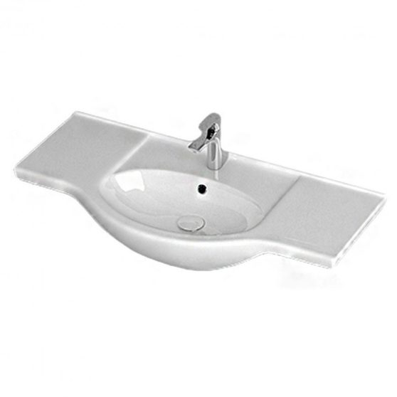 Seneca 105 cm-es bútorhoz alsószekrény, mosdóval, Tükörfényes fehér színben