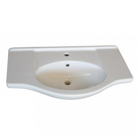 Seneca 65 cm-es bútorhoz alsószekrény, mosdóval, Tükörfényes fehér színben