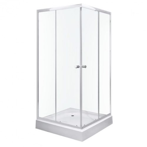 Olga SQ szögletes zuhanykabin tálcával 80x80x196cm - króm profil, víztiszta üveg
