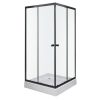 Olga SQ black szögletes zuhanykabin tálcával 80x80x196cm - fekete profil, víztiszta üveg