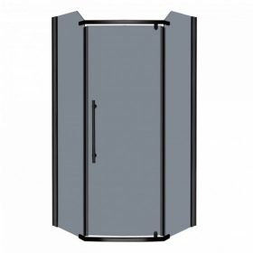 Prato szögletes zuhanykabin tálca nélkül 90x90x195cm - fekete profil, grafit üveg