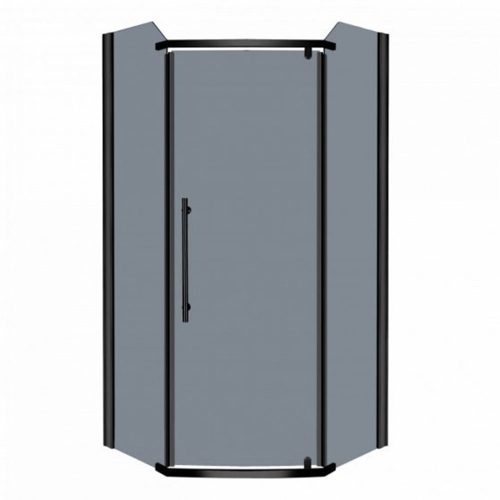 Prato szögletes zuhanykabin tálca nélkül 90x90x195cm - fekete profil, grafit üveg