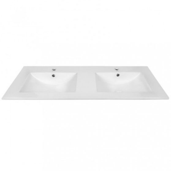 Primo 120 alsó fürdőszoba bútor mosdóval tükörfényes fehér-sonoma tölgy színben