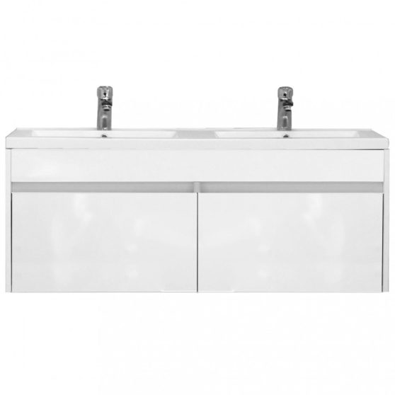 Primo 120 alsó fürdőszoba bútor mosdóval tükörfényes fehér színben