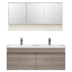   Primo 120 komplett fürdőszoba bútor tükörfényes fehér-rauna szil színben