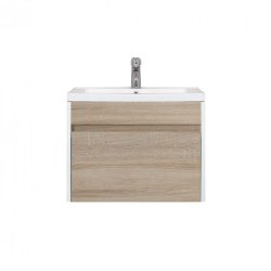   Primo 60 alsó fürdőszoba bútor mosdóval tükörfényes fehér-sonoma tölgy színben