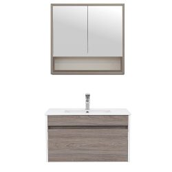   Primo 80 komplett fürdőszoba bútor tükörfényes fehér-rauna szil színben