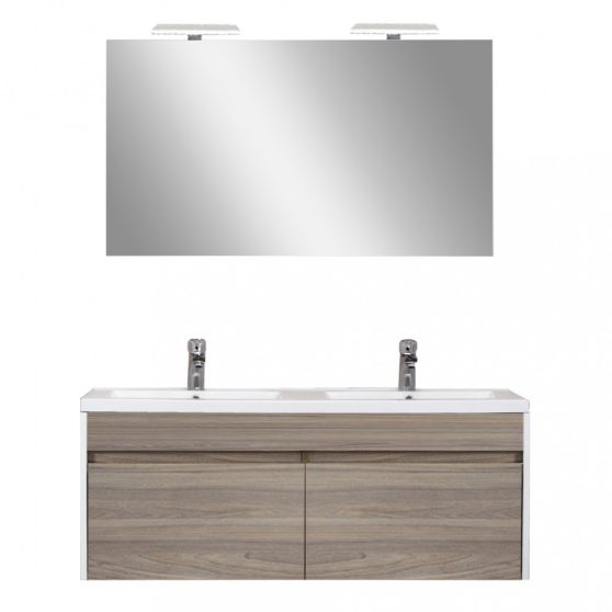 Primo Prime 120 komplett fürdőszoba bútor tükörfényes fehér-rauna szil színben