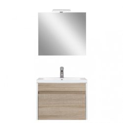   Primo Prime 80 komplett fürdőszoba bútor tükörfényes fehér-sonoma tölgy színben