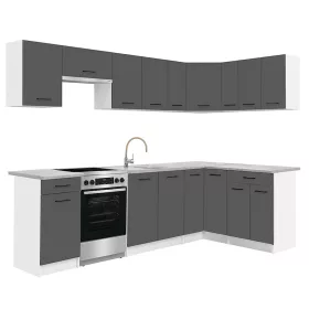 Praktik 330 sarok konyhabútor fehér korpusz, antracit front