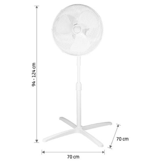 Állványos ventilátor, fehér, 40 cm, 45 W