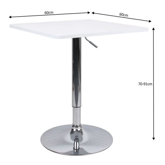 Bár asztal állítható magasságú, fehér, FLORIAN New