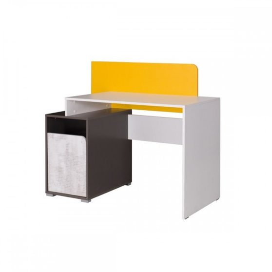 MATEL PC asztal B8, fehér-szürke grafit-enigma-sárga