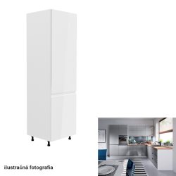   Hűtő beépítő szekrény, fehér-szürke extra magasfényű, jobbos, AURORA D60ZL