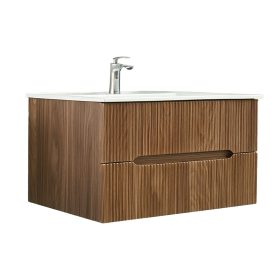 Trent 100 alsó fürdőszobabútor kerámia mosdóval 2 fiókos, sunset tölgy