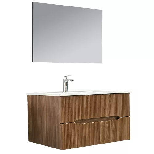 Trent Fürdőszobabútor 100 cm kerámia mosdóval (2 fiókos) tükörrel 60x100 cm sunset tölgy