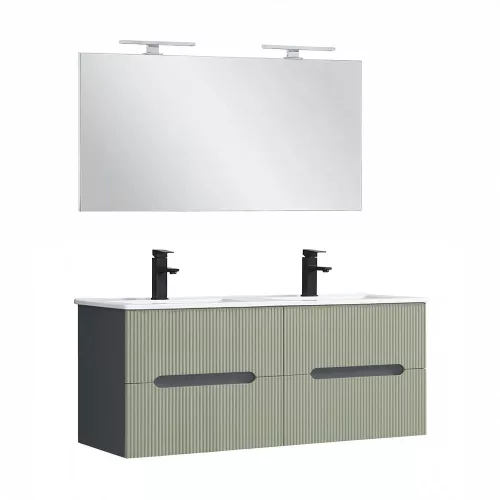 Trent Fürdőszobabútor 120 cm kerámia mosdóval tükörrel 60x120 cm antracit szürke-olivazöld
