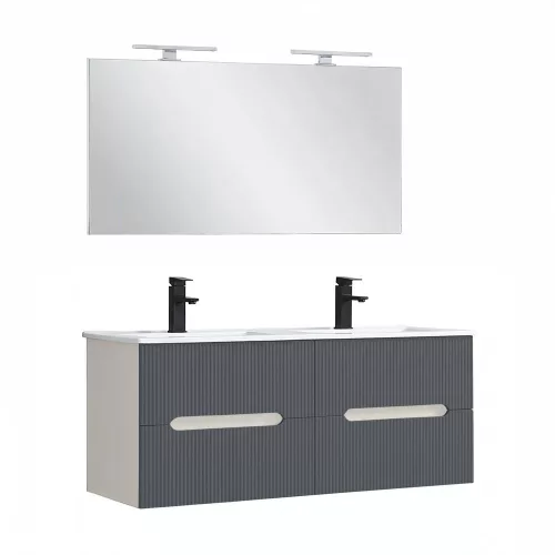 Trent Fürdőszobabútor 120 cm kerámia mosdóval tükörrel 60x120 cm fehér-antracit szürke