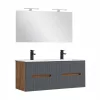 Trent Fürdőszobabútor 120 cm kerámia mosdóval tükörrel 60x120 cm sunset tölgy-antracit szürke