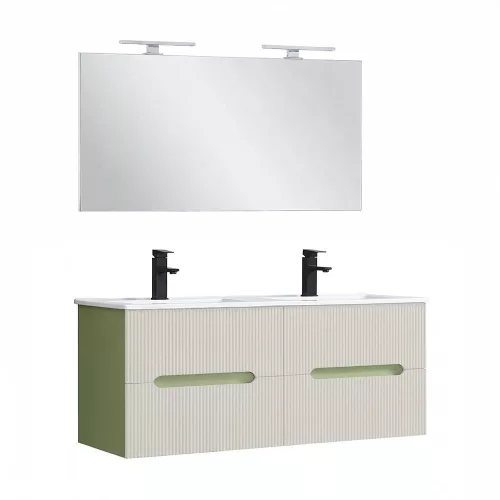Trent Fürdőszobabútor 120 cm kerámia mosdóval tükörrel 60x120 cm pisztáciazöld-fehér