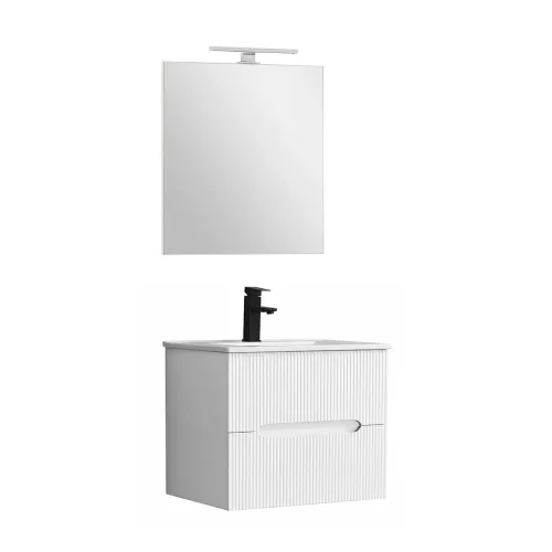 Trent Fürdőszobabútor 60 cm kerámia mosdóval (2 fiókos) tükörrel 60x80 cm fehér