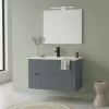 Trent Fürdőszobabútor 80 cm kerámia mosdóval (2 fiókos) tükörrel 60x80 cm antracit szürke