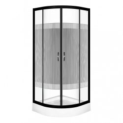 Xenia Duo Black 80x80 cm Íves zuhanykabin zuhanytálcával
